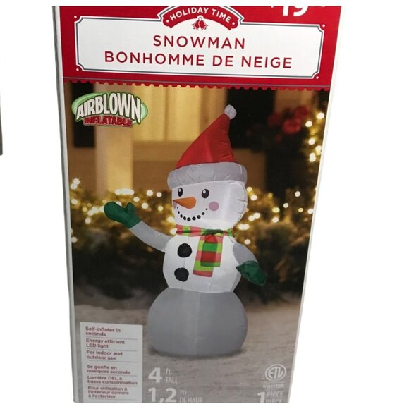 Inflatable Snowman Holiday Time Airblown 4 Ft Tall Indoor Outdoor Christmas Deco - Picture 2 of 4